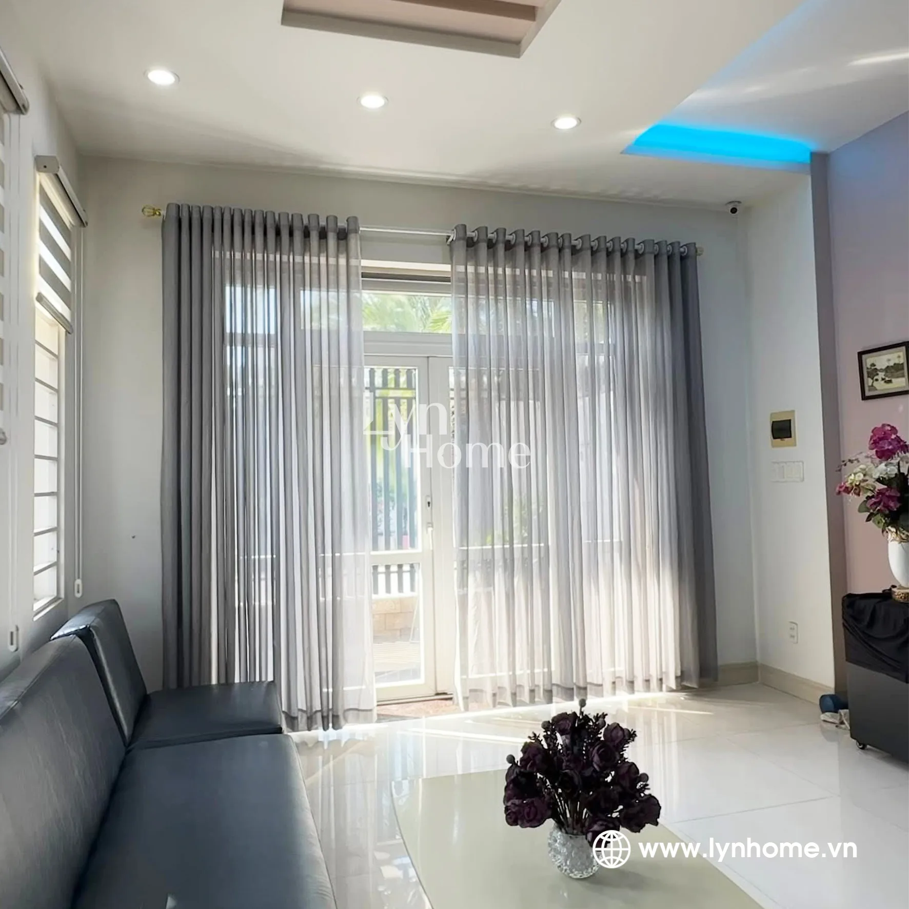 Rèm voan màu màu tím